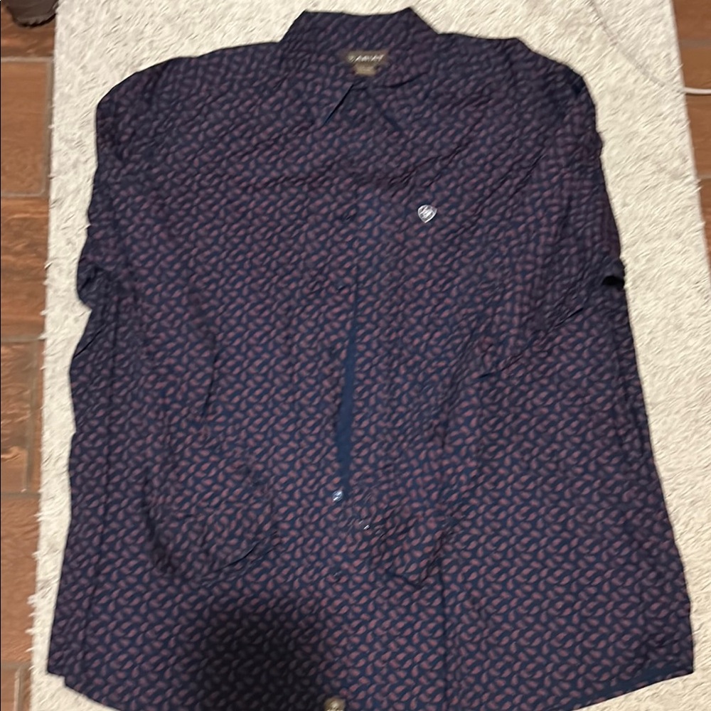 Ariat Men's Dress Shirt - Navy and Plum Pattern
